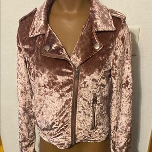 Ladies Pink Crushed Velvet urban retro jacket S